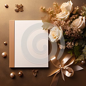 Blank diary empty page note book top view new year Christmas celebration light flower decoration for background image