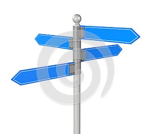 Blank directional road signs. 3d illustration.