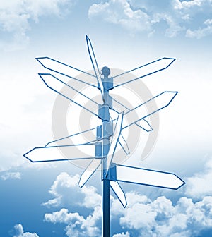 Blank directions sign and sky