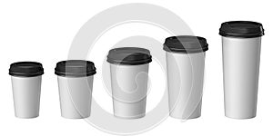 Blank disposable cup with cover, Extra, Small, Medium, Large