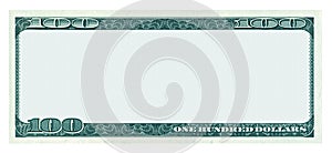 Prázdný 100 dolar bankovek vzor na bílém 
