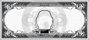 Blank for dollar style banknote with center portrait black