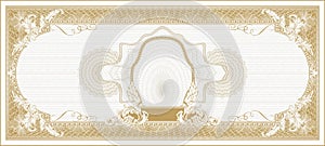 Blank for dollar style banknote with center portrait gold