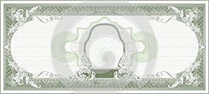 Blank for dollar style banknote with center portrait green