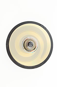 Blank DVD discs, top view.