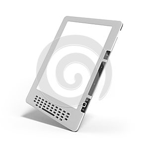 Blank E-book reader 3d render image on white