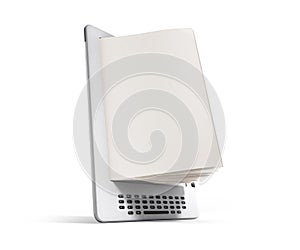 Blank E-book reader 3d render image on white