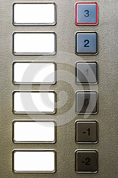 Blank Elevator Keypad Buttons Floors -2 to 3 Labels Background