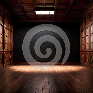 Blank, empty, blackboard for written message, in retro vintage classroom