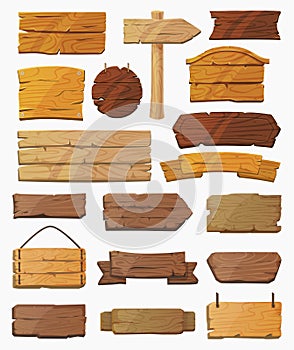 Set of isolated pointers signs or wooden planks photo