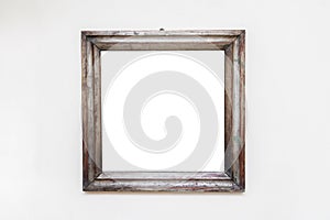 Blank empty frame in art gallery. Museum exhibition white clipping path