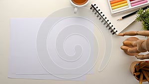 A blank empty paper page on workspace with stationery