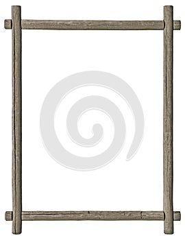 Blank Empty Signboard Frame, Vertical Isolated Copy Space, Grey Wooden Texture, Grunge Aged Rustic Weathered Empty Textured Wood