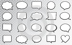 Blank empty speech bubbles. Isolated on transparent background. Vector illustration.