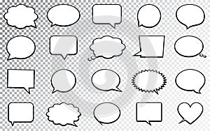 Blank empty speech bubbles. Isolated on transparent background. Vector illustration. photo