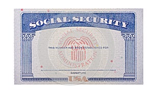 Image of USA social security card isolated against white background