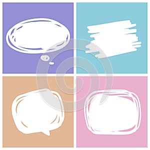 Blank empty white speech bubbles set, Collection of comic speech bubbles doodle or sticker dialog, Illustration of price tag