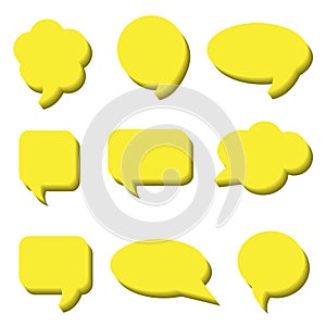 Blank empty white speech bubbles. Volumetric Stickers of speech bubbles vector set