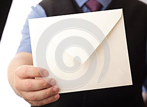 Blank envelop in a hand