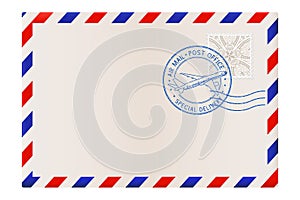 Blank envelope with air mail postmark