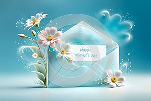 blank envelope with bright flowers