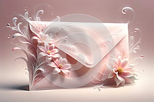 blank envelope with bright flowers