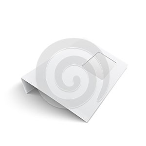 Blank envelope with window on white background.