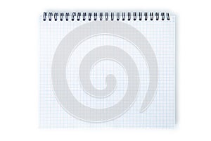 Blank exercise book isolated on white.