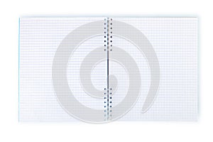 Blank exercise book on white. Clipping path.