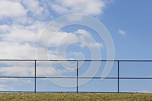 A blank fence on blue sky day