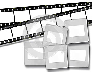 Blank film stripes and blank slide photo frames