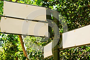 Blank finger post in a park, mockup