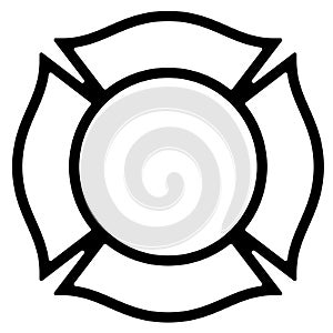 Blank Firefighter Maltese Cross Outline Isolated Vector Illustration