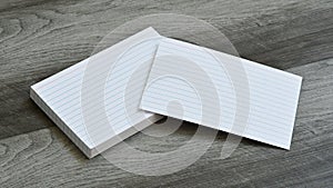 Blank Flash Index Note Cards on Dark Grey Wood Background