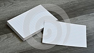 Blank Flash Index Note Cards on Dark Grey Wood Background