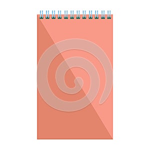Blank flat spiral notepad. Notebook isolated on white background. Vector illustration