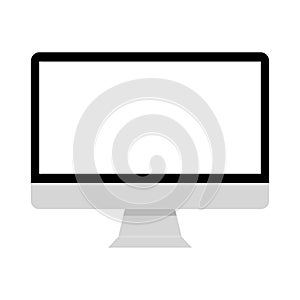 Blank flat wide screen display computer monitor isolated on white background