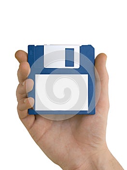 Blank floppy disc in hand