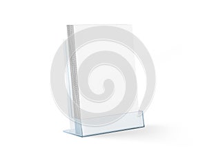 Blank flyer mockup glass plastic transparent holder