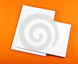 Blank flyer poster on orange background to replace your design.