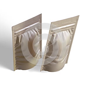 Blank Foil Food Or Drink Bag Packaging with valve and seal 3D Rendering illustration