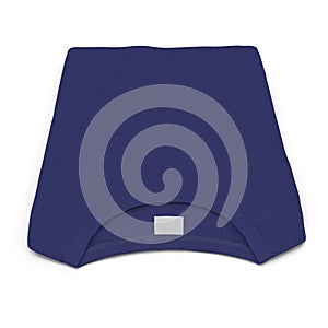 Blank folded blue t-shirt isolated on a white. 3D illustration, clipping path