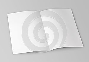 Blank folded flyer on gray photo