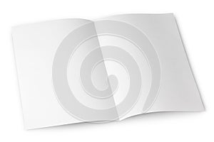 Blank folded flyer on white
