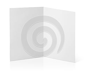 Blank folded flyer on white