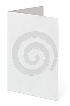 Blank folded flyer on white