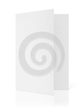 Blank folded flyer on white