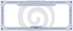 Blank form for creating banknotes, gift certificates, etc. blue