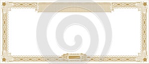 Blank form for creating banknotes, gift certificates, etc. golden