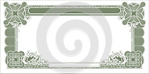 Blank form for creating banknotes, gift certificates, etc. green